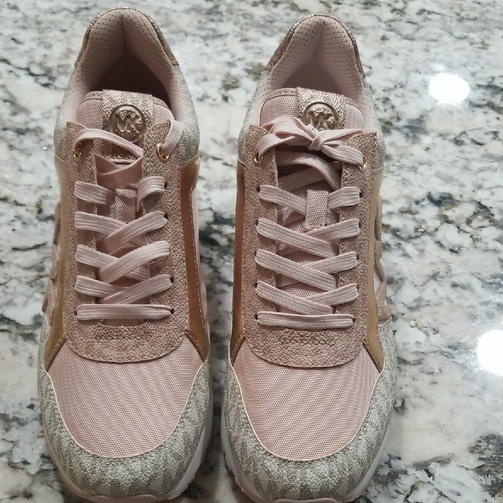 Michael Kors Pink and Gold Sneakers with leather Accents - Picture 7 of 9